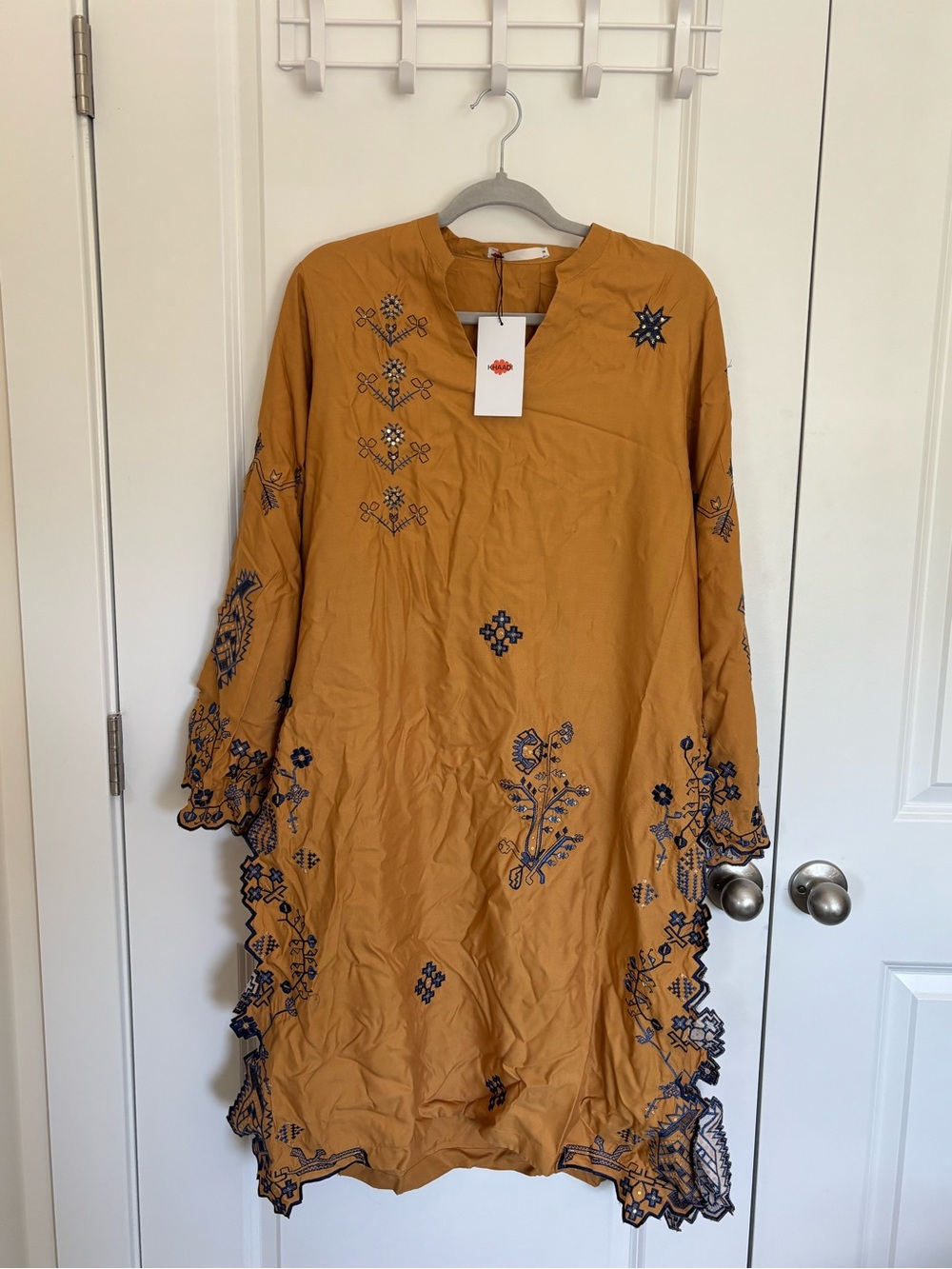 mustard yellow & royal blue women’s pakistani shalwar kameez
